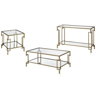 3pc Costa Mesa Contemporary Coffee Table Set Champagne - miBasics