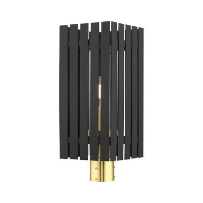 Livex Lighting Greenwich 1 - Light Post Light in Black/Satin Brass