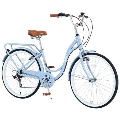 CAVINAS 24/26IN City-style Ladies Bicycle with Steel Frame and 7 Speed, Womens Bike with High Quality Tires, Bike for Teens and Adults