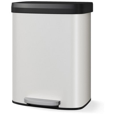 16 Gallon / 60 L Stainless Steel Waterproof Steel Garbage Can with Inner Bucket, Small Bathroom Trash Can with Lid Soft Close, Step Pedal