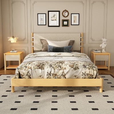 Queen/King Bed Frame Set with 2 Nightstands, Wood Platform Bed with Headboard & Matching Bedside Tables - ModernLuxe