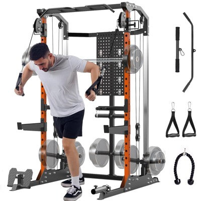Power Cage,2000LB Capacity Multi-Function Power Rack with Independent Pulley System,Workout Cage with Adjustable Cable Crossover System,Squat Rack