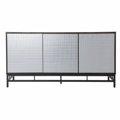 HomeRoots Contemporary Grid Lines Three Door Accent Cabinet
