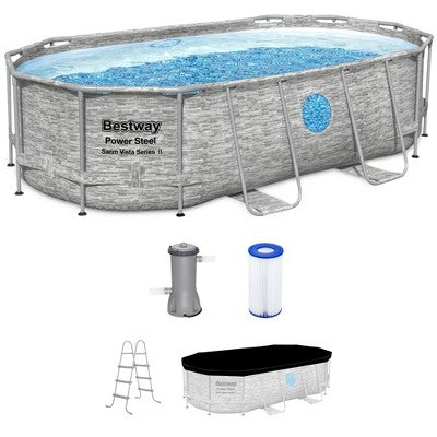 Bestway Power Steel Swim Vista Series II Above Ground Outdoor Swimming Pool