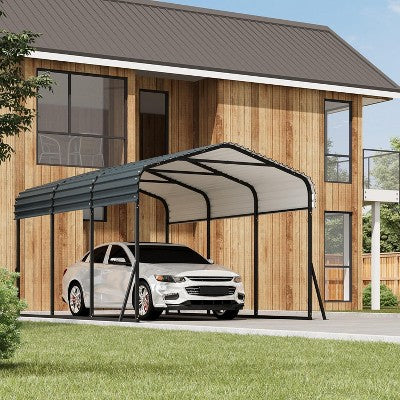 Acekool 20x20 FT Metal Carport, Heavy Duty Outdoor Garage Shelter with Galvanized Steel Roof for SUV Truck Boat, Gray