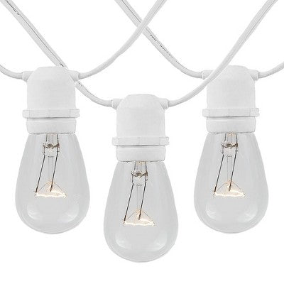 Novelty Lights 100 Feet Heavy Duty Light Strings and Sets with 50 In-Line E26 Sockets, White Wire PVC Stringer, 24" Spacing, Non-Connectable