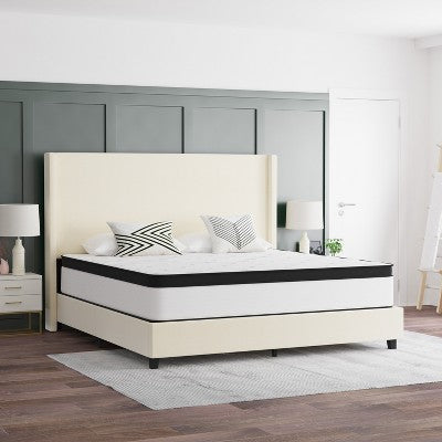 Emma and Oliver Hybrid Mattress in a Box with CertiPUR-US Certified Foam, Pocket Spring Core & Knit Fabric Top for All Sleep Positions