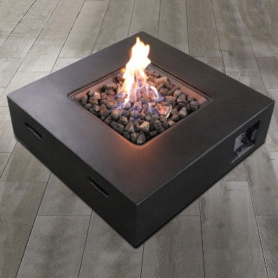 Fiber Reinforced Concrete Propane/Natural Gas Fire Pit Table, Modern Outdoor Heating Solution with Stainless Steel Burn Area