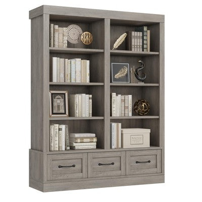 GustoWave 64" H Tall Bookcshelf with 3 Storage Drawers, Tall Bookcase w/ 4 Tier Double Wide Open Shelf,for Library Office Living Room