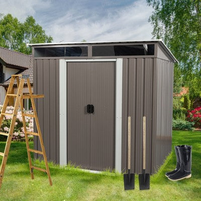 Gulches 6ft x 5ft Outdoor Metal Storage Transparent plate