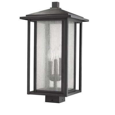Aspen 3-Light Outdoor Post Mount Fixture - Dimmable, Wet Rated, Glass Shade, 60W