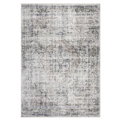 Vintage Distressed Floral Print Home Decor Rugs, Washable Non Slip Low Pile Retro Carpet for Bedroom Living Room