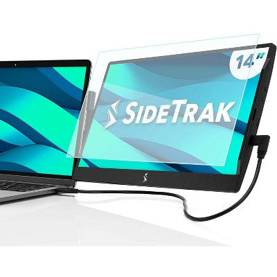 SideTrak Swivel 14" Attachable Portable Monitor for Laptop - IPS Full HD 1920x1080 USB Display - with Tempereed Glass Screen Protector - Black