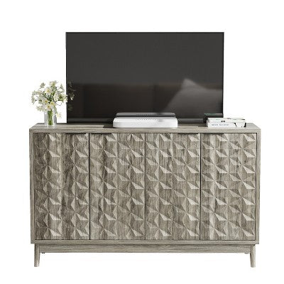 TIRAMISUBEST Carved Walnut Buffet Cabinet with Curved Edge Design