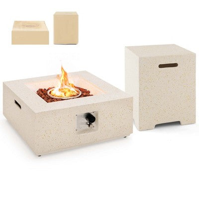 Costway 28" Patio Propane Fire Pit Table w/Hideaway Tank Holder Outdoor Gas Fire Table