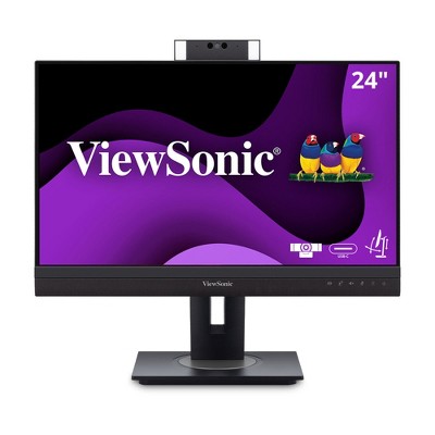 ViewSonic VG2457V 24 Inch 1080p Video Conference Docking Monitor with Windows Hello Compatible IR Webcam, Advanced Ergonomics, and 90W USB C for Home