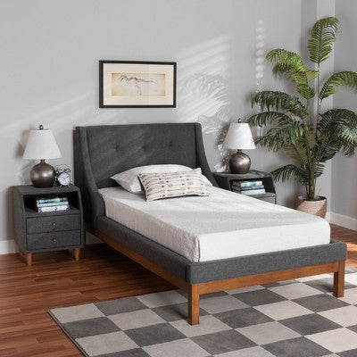 Baxton Studio Valencia Mid-Century Modern Fabric Upholstered Bedroom Set