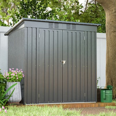 Gulches 6 x 4 ft Outdoor Storage Shed, All Weather Tool Shed for Garden, Backyard, Lawn, Black