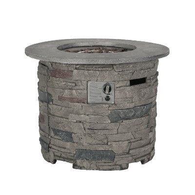 GDFStudio Broadway Outdoor 40,000 BTU Lightweight Concrete Fire Pit Table, Gray/Light Brown