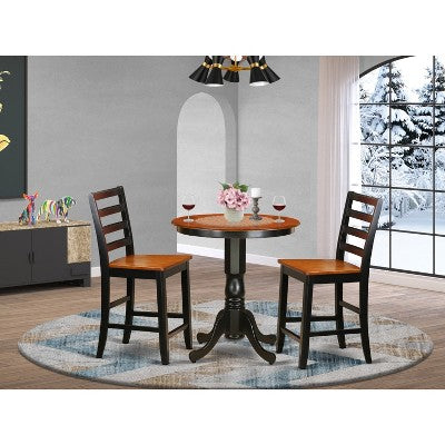 HomeStock Belmont Counter Height Set-Pub Table And Kitchen Bar Stool, Black