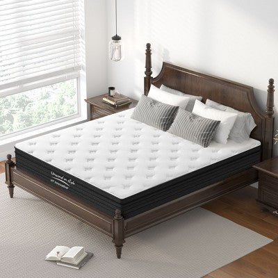 Okak Modern Thicken Pocket Spring Hybrid Mattress With Pressure Relief for Comfy Sleep,Medium Feel Bed Mattresses