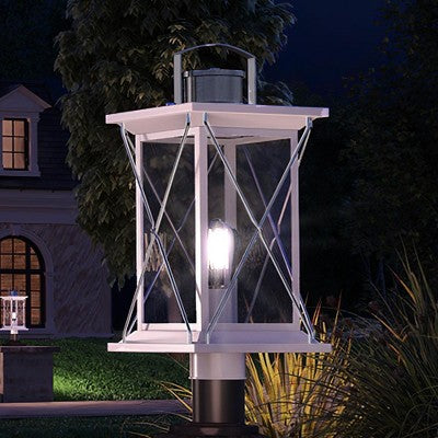 Urban Ambiance Luxury Colonial Outdoor Post/Pier Light, 20"H x 9"W, Stainless Steel Finish, UHP1220