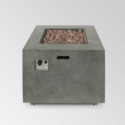 Wellington Square 33" Iron Gas Fire Pit Gray - Christopher Knight Home: Propane Outdoor Fireplace, No Assembly Required