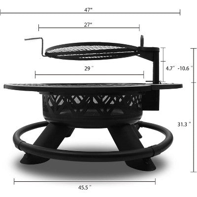 vancasso 47" Outdoor Fire Pit with Adjustable Grill
