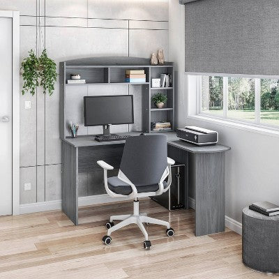 CAVINAS Industrial Computer Desk with Two-Tier Shelf, Modern Simple Writing Desk with Mobile CPU Caddy, Office Desk for Bedroom, Home Office