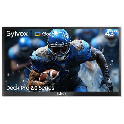 SYLVOX Outdoor Smart TV, 43" Google TV with Dobly Atmos, 4K 1000nits Outside Television, IP55 Waterproof TV for Partial Sun (Deck Pro 2.0 NEW)