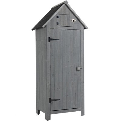 Gulches 30.3"L X 21.3"W X 70.5"H Outdoor Storage Cabinet Tool Shed Wooden Garden Shed Gray