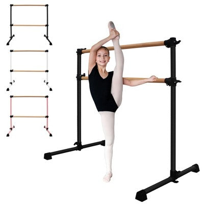 ChicFurnit Home Gyms 4FT Soile Wood Ballet Barre, Ballet Bar, Dance Bar, Support Barre, Anti-Slip for Dance, Black, 48"*30"*46"