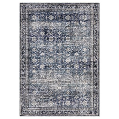Vintage Washable Floral Print Living Room Rugs, Indoor Farmhouse Soft Bedroom Carpet, Low Pile Floor Cover for Dining Room Kitchen