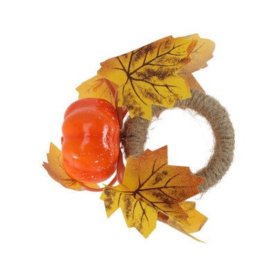 Unique Bargains Napkin Rings Simulated Pumpkin Wood Orange 1 Pc