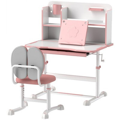 Yinvani Pink Children's Study Table with Chair