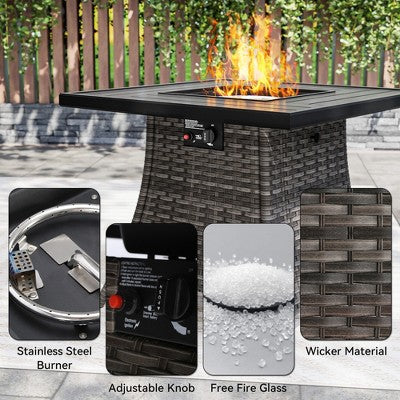 UPTIOT 7-Piece All-Weather Outdoor Fire Pit Set with 3-Seat Sofa, Chairs & Table