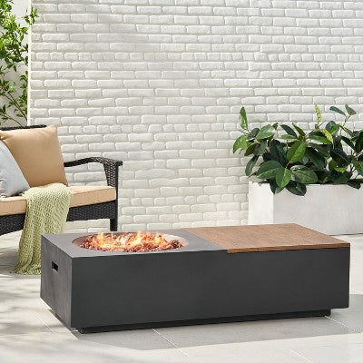 50-Inch Rectangular Outdoor Fire Pit Table with 50,000 BTU and Hidden Storage