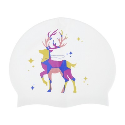 Unique Bargains Silicone Sika Deer Pattern Waterproof Swim Cap 1 Pc