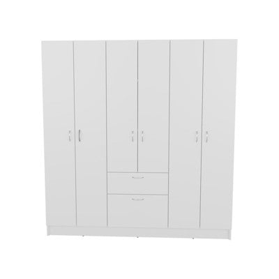 SEVOBAL Armoires 71.2 Inch Mitu Six Door Armoire with Seven Interior Shelves One Drawer Hanging Rod for Bedroom Storage, White, 18.6"*63.8"*71.3"