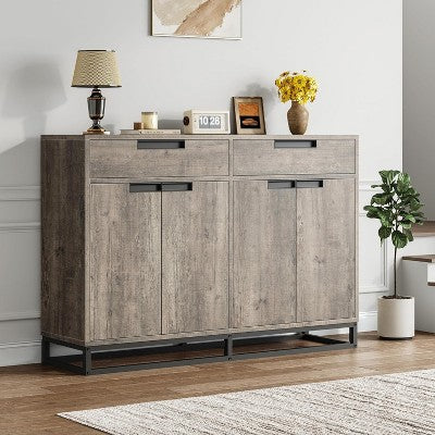 COZONY 55" Sideboard Buffet Cabinet, Large Kitchen Storage Cabinet with 2 Drawers & 4 Doors, Coffee Bar Table for Dining Room