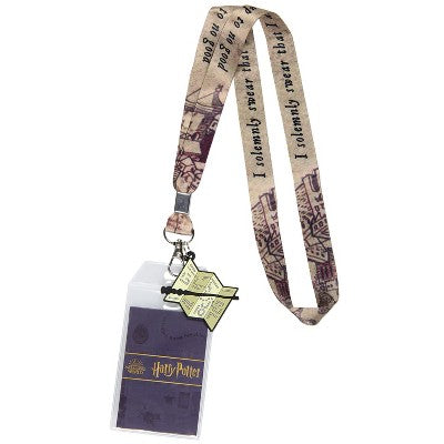 Harry Potter I Solemnly Swear That I Am Up To No Good Lanyard w/ Badge Holder and Marauders Map Rubber Charm Multicoloured