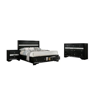 3pc Whether by Bed Nightstand and Dresser Set Black - miBasics