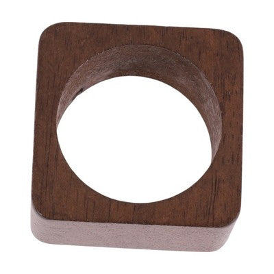 Unique Bargains Napkin Rings Square Wood Dark Brown 1 Pc