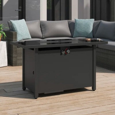 25" H x 42" W Steel Outdoor Fire Pit Table with Lid and Stainless Steel Top