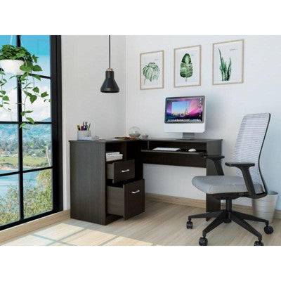 CAVINAS L-Shaped Computer Desk with 2 Drawers and CPU Shelf,47.2" Corner Office Desk for Home Workspace