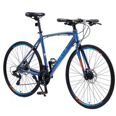 PAGED Shimano 24-speed Road Bicycle with Aluminium Frame Design,700C Hybrid Bike with Front and Rear Disc Brakes for Garden & Outdoor
