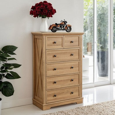 VANIRROR 6-Drawer Storage Dresser, Farmhouse Bedroom Chest with Deep Drawers for Living Room, Hallway, Entryway