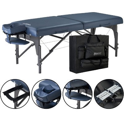Master Massage 31" Montclair Pro Portable Massage Table Package, Memory Foam Cushioning, Reiki Panels, Shiatsu Cable Release - Royal Blue