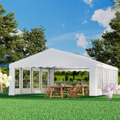 EROMMY Heavy Duty Party Tent Gazebo For Events, Weddings, Bbqs - Removable Sidewall Windows & Storage Bags Included, White