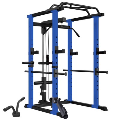 NAYSAYE Exercise Trainers Power Cage Adjustable with Gym Accessories 1000LBS Capacity for Home Gym Living Room Use, Black and Blue, 17.32"*9.84"*5.51"